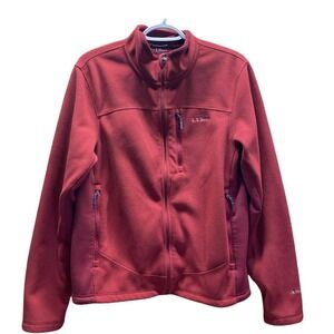 LL Bean Mens Fleece Polartec Jacket Full Zip Crimson Red Small Pockets